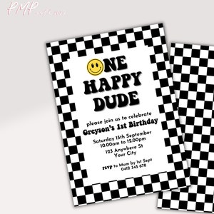 One Happy Dude Birthday Invitation, 1st Birthday Digital Editable Printable Invitation, First Birthday Happy Invitation image 4