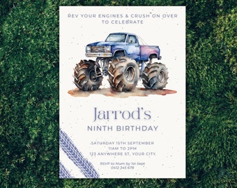 Monster Truck Birthday Invitation: Editable Kids Party Invite (Digital)