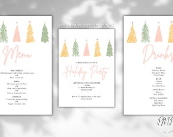 Holiday Party Invite | Christmas Party Invitation | Editable Party Invitation | Christmas Invitation Download | Christmas Menu Template |