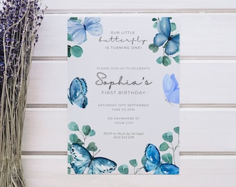 Butterfly Birthday Invitation Template, Our Little Butterfly Invitation, Wildflower Garden Birthday, Butterfly Wildflower