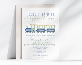 Toot Toot Chugga Chugga Birthday Invitation, Train Birthday, All Aboard Boys Invite