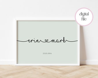 Personalised Couple Digital Print| Romantic Art | Proof Sent in under 48 Hrs |