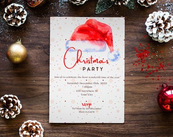 Christmas Party Invitation, Editable Party Invitation, Christmas Invitation Download