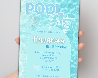 Pool Party Invitation: Editable Kids Birthday Invite (Digital Download)
