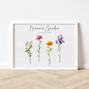 Grandmas Garden Custom Personalised Family Art Watercolour Birth Flower Proof Sent in 48 Hrs image 7