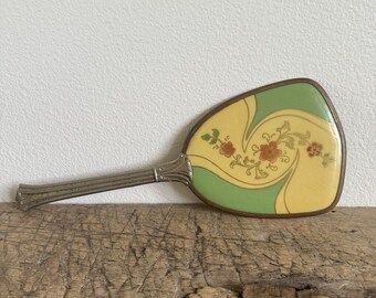 Vintage Vanity Mirror Floral Handheld Retro 12” 50s 60s Art Nouveau