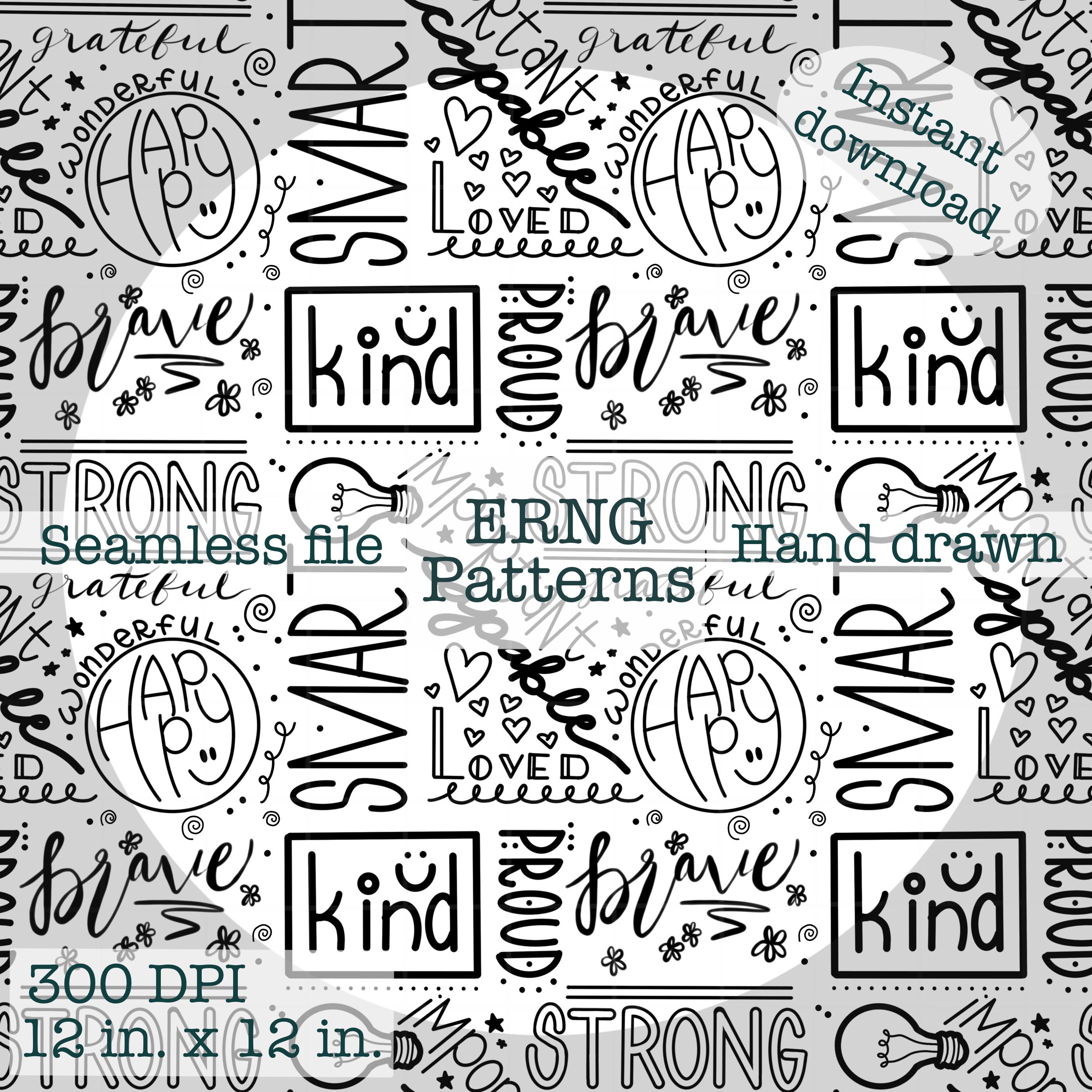 Positive Affirmations Seamless Patterns (black and White AND Color) 300 ...