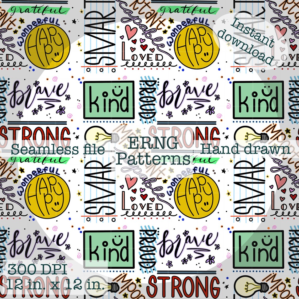 Positive Pattern Papper Positive Affirmations Seamless Patterns (black and White AND Color) 300 ...