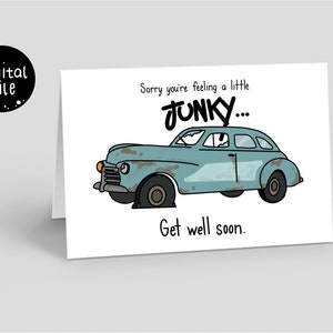 Cartão “Get Well Soon” para impressão – download digital de carro clássico