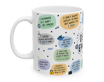Caneca para Engenheiro DevOps, Caneca de Café com Afirmações Divertidas, Presente para Programador, Decoração de Mesa para Engenheiro de Software