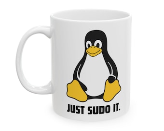 Caneca "Just Sudo It" | Caneca engraçada para programador, presente para administrador de sistemas