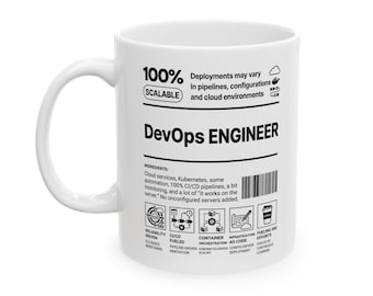 DevOpsエンジニアマグカップ、面白い定義、Kubernetes、CI/CD、クラウドサービス（11オンスまたは15オンス）