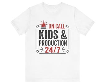 Camiseta "Mãe de Plantão" | Crianças e Produção 24 horas por dia, 7 dias por semana, Camiseta Divertida, Presente para o Dia das Mães