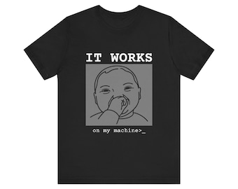 Camiseta "Funciona na minha máquina", Camiseta engraçada de DevOps, Presente para programador, Camiseta com humor sobre programação