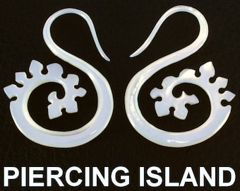 295 mother of pearl spiral earrings gauges piercings one pair