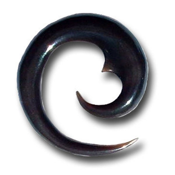 014 Tribal horn Ear Gauge Pair Carved Earrings Piercing Handmade Hook Organic Stretch