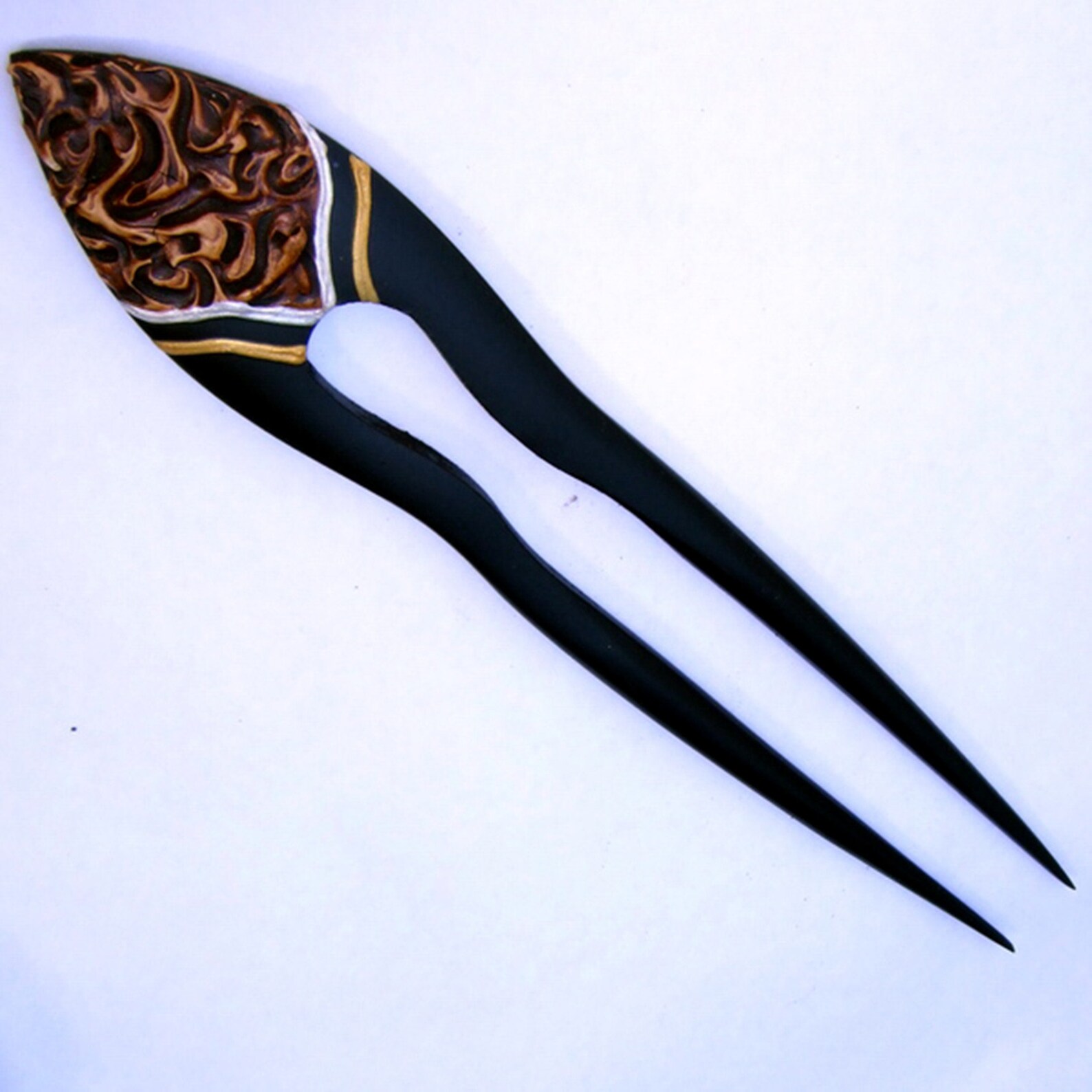 HN088-103 One/two Pronged Hair Pin, Hand Painted Designs, Maori, Island ...
