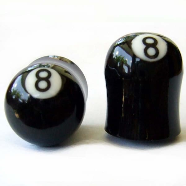 224 A pair of unique organic Buffalo Horn plugs with bone eight 8 ball inlayed gauges piercings earrings