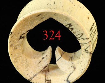 324 Wooden tunnels Old Tamarind Wood gauges piercings handmade carved gambler spades