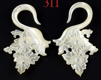 311 mother of pearl spiral earrings gauges piercings one pair