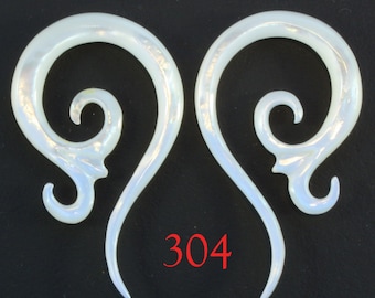 304 mother of pearl spiral earrings gauges piercings one pair