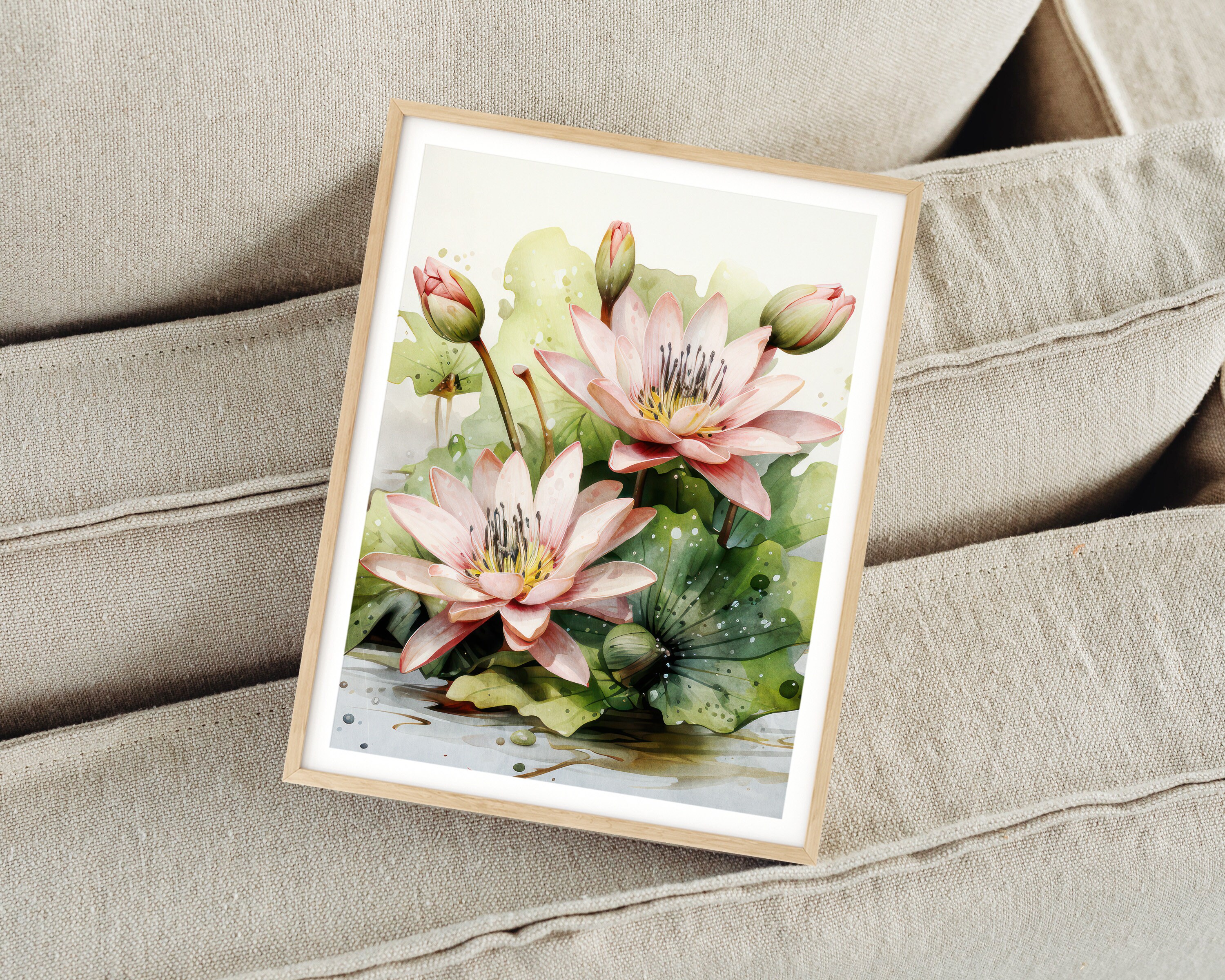 Watercolor Lotus Print 'blush Lotus Blooming' Pink Etsy Australia