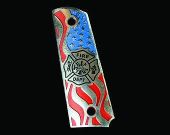 Firefighter maltese cross and flag airsoft 1911 grips