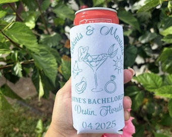 BIKINIS & MARTINIS | Personalized Bachelorette, Birthday Koozie