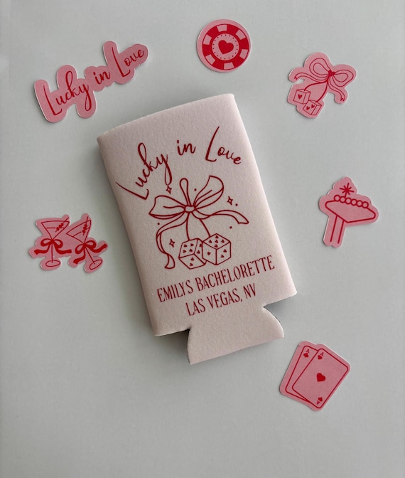 LUCKY IN LOVE Personalized Bachelorette Koozie