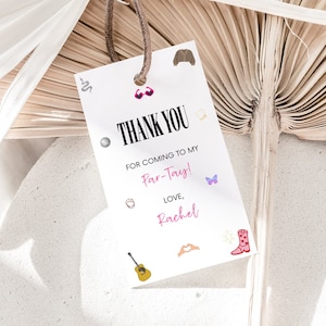 Taylor Eras Birthday Party Favor Tag, Swift Poster, Taylor Digital Download Print, Swift Eras Theme Birthday Party Digital Template