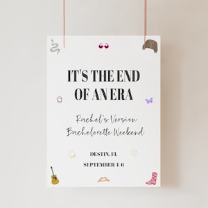 Bachelorette Itinerary Template, Swift Poster, Digital Download Print, Eras Theme Bachelorette Party Decoration, Eras Party Decor