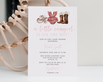 Cowgirl Baby Shower Invitation Template, Little Cowgirl Baby Shower Invite, Western Country Baby Shower Printable