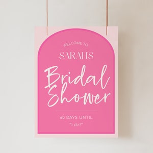 Printable Welcome Sign Hot Pink, Modern Bridal Shower Decor, Boho, Party Signage, Template Download, Pink, Digital Download