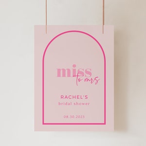 Miss To Mrs Printable Welcome Sign Hot Pink Modern Bridal Shower From Miss to Mrs Template Decor Boho Party Signage Template