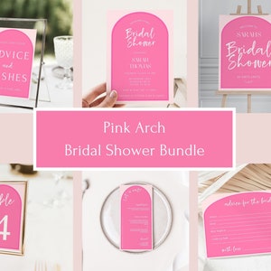pink arch bridal shower pink menu template bridal shower bundle pink invitation pink table number pink arch advice card bridal shower advice