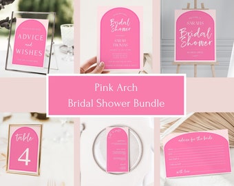 pink arch bridal shower pink menu template bridal shower bundle pink invitation pink table number pink arch advice card bridal shower advice