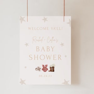 arredamento per baby shower cowgirl la piccola cowgirl sta arrivando modello di cartello di benvenuto per baby shower baby shower baby shower occidentale