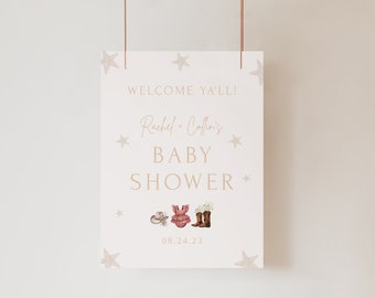 Cowgirl Baby Shower Dekor kleines Cowgirl ist unterwegs Baby Shower Willkommensschild Vorlage Baby Shower Western Baby Shower