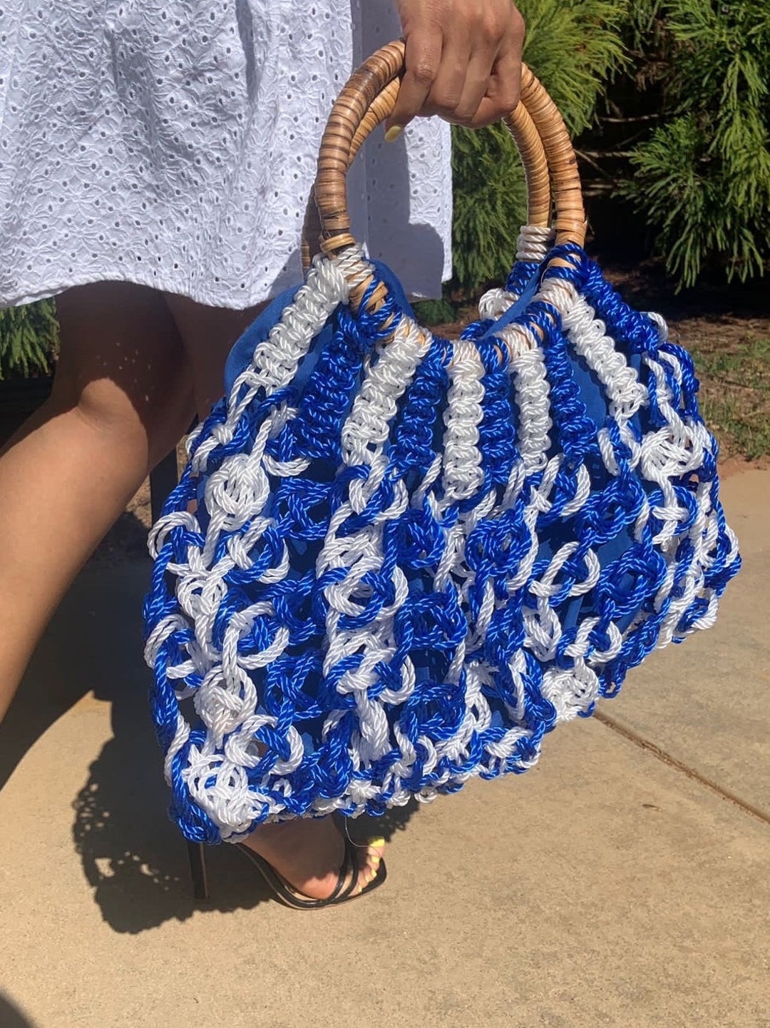 Women's Handmade Threaded Twine Crochet Shoulder Bag Etsy