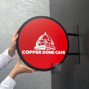 Metal Round Blade Sign, Custom Double Sided Business Sign, Modern Cafe Sign,  Small Business Sign , Shop Logo Sign, Outdoor Shop Sign