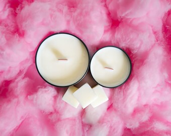 Cotton Candy handgegossene Bio-Sojakerze und Wachs schmilzt