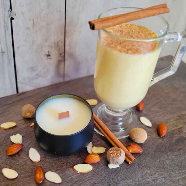 Amaretto Eggnog Hand-Poured Organic Soy Candle and Wax Melts