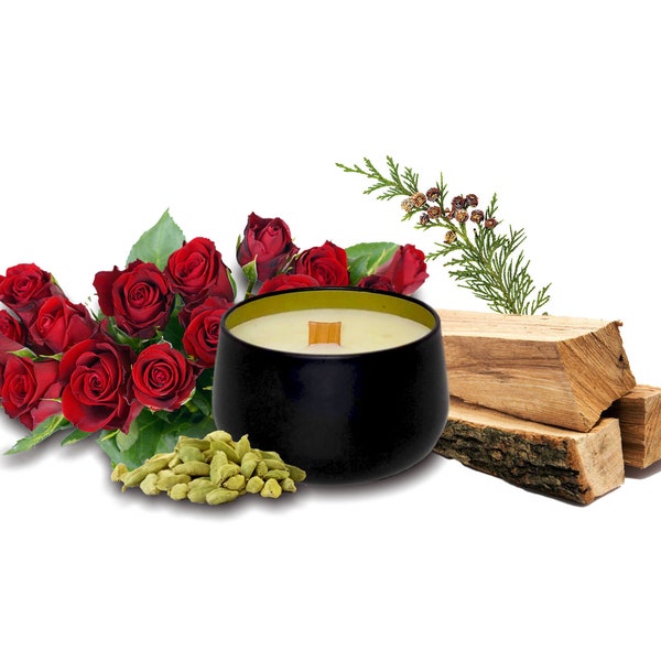 Cedar Rose Cardamom Hand-Poured Organic Soy Candle and Wax Melts