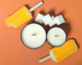Orange Dreamsicle handgegoten biologische sojakaars en waxmelts