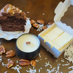 German Chocolate Cake Hand-Poured Organic Soy Candle And Wax Melts