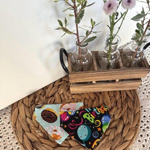 Dog Bandana /  Birthday Over The Collar Bandana / Donuts Pet Bandana for Dogs / Reversible Dog Scarf / 10% Helps Rescue Pups / Extra Small
