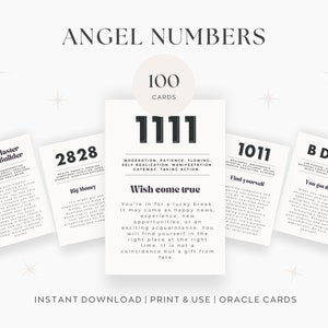 Angel Numbers Oracle Cards, Angel Number Affirmation Cards, printable, Manifastation, Tarot, Self-Care, Gift for her, for him, Manifestation