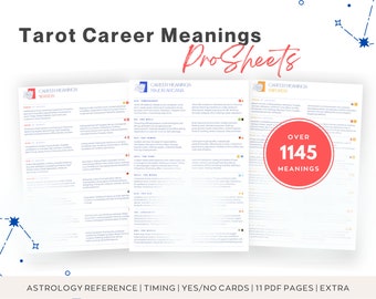 Tarot Career Cheat sheet, Tarot Career Reference Guide, Learning Tarot, Tarot Career reading, Tarot Career Meanings