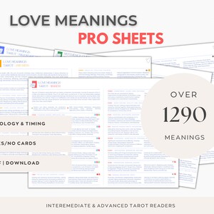 Tarot Cheat Sheet Miłość, Przewodnik po znaczeniach Tarota Miłość, Tarot ściągawka Miłość, Arkusze Tarot Pro, Tarot Średniozaawansowany i Zaawansowany