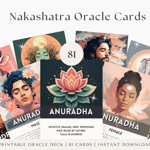 Cartes Oracle d'astrologie, jeu Oracle imprimable, cartes d'astrologie, Oracle de Nakashatra, cartes Oracle d'astrologie védique, Oracle numérique, cartes de tarot